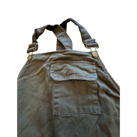 SHEIN Olive Green Corduroy Bib Overalls Women's Size XXL Button Side Cropped - Picture 4 of 11